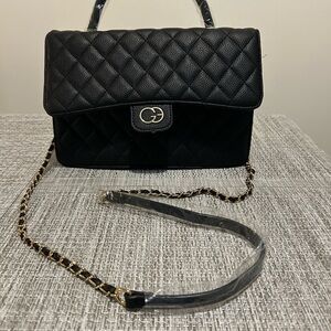 Grace Elizabeth Black Quilted Chain Crossbody Top Handle Shoulder Bag